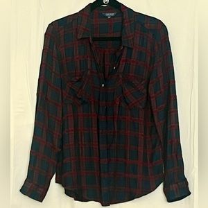 LUCKY BRAND Lightweight Flannel Plaid Button Front Boyfriend Shirt Sz Large